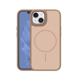 Szilikon telefonvédő (műanyag hátlap, ütésállóság, légpárnás sarok, kameravédő, MagSafe) BARNA Apple iPhone 13
