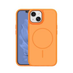 Szilikon telefonvédő (műanyag hátlap, ütésállóság, légpárnás sarok, kameravédő, MagSafe) NARANCSSÁRGA Apple iPhone 15