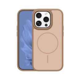Szilikon telefonvédő (műanyag hátlap, ütésállóság, légpárnás sarok, kameravédő, MagSafe) BARNA Apple iPhone 15 Pro
