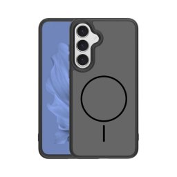 Szilikon telefonvédő (műanyag hátlap, ütésállóság, légpárnás sarok, kameravédő, MagSafe) FEKETE Samsung Galaxy S25 FE (SM-S731)