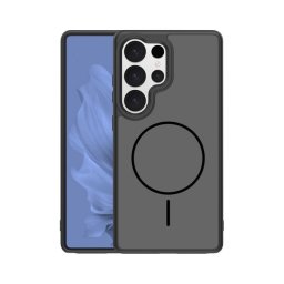 Szilikon telefonvédő (műanyag hátlap, ütésállóság, légpárnás sarok, kameravédő, MagSafe) FEKETE Samsung Galaxy S25 Ultra (SM-S938)