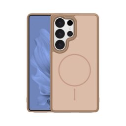 Szilikon telefonvédő (műanyag hátlap, ütésállóság, légpárnás sarok, kameravédő, MagSafe) BARNA Samsung Galaxy S25 Ultra (SM-S938)