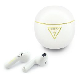 GUESS GOLD LINE TRIANGLE bluetooth fülhallgató SZTEREO (v6.0, TWS, mikrofon, IPX5 vízálló + töltőtok) FEHÉR