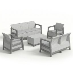 Scandi Big linea duo kerti bútor szett jute tárolós asztallal hamuszürke-világosszürke