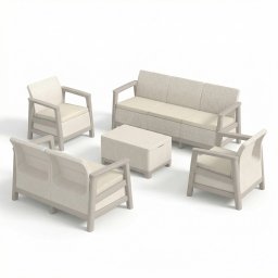 Scandi Big linea duo kerti bútor szett jute tárolós asztallal kavicsszürke-bézs