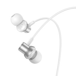 HOCO drót fülhallgató 3,5 mm-es jack mikrofonnal M110 ezüst
