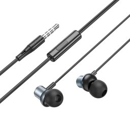 HOCO drót fülhallgató 3,5 mm-es jack mikrofonnal M110 fém szürke