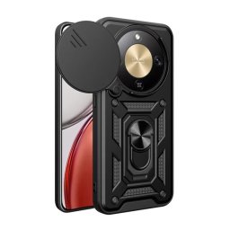 Defender szilikon telefonvédő (ütésállóság, tartógyűrű, kameravédő) FEKETE Honor Magic 8 Lite