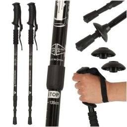 2 db-os nordic walking túrabot készlet, kiegészítőkkel, 65-135 cm kihúzható, IK