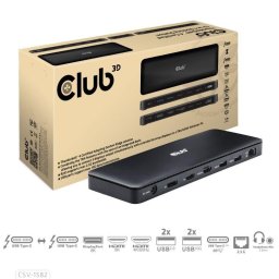 Club3D dokkolóállomás USB-C 12v1, 1xDP, 1xHDMI, 2xUSB-C, 4xUSB, 1xRJ45, fekete, fekete