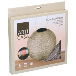 ArtiCasa napelemes fénynyomat mintás Party LED-es Lampion, 25 cm, szürke színű, 1 db