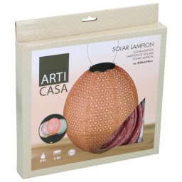 ArtiCasa Ovális napelemes fénynyomat mintás Party LED-es Lampion, 29 x 20 cm, terracotta színű, 1 db