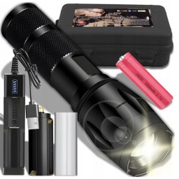 Extra erős vízállló taktikai CREE-XML-T6 L2 LED zoom katonai zseblámpa, USB-s, 5 világítási móddal, E342