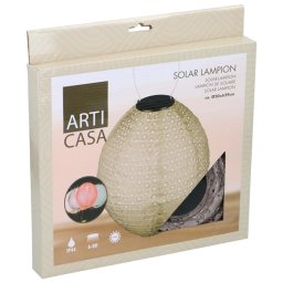 ArtiCasa Ovális napelemes fénynyomat mintás Party LED-es Lampion, 29 x 20 cm, szürke színű, 1 db