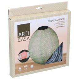 ArtiCasa Ovális napelemes fénynyomat mintás Party LED-es Lampion, 29 x 20 cm, kék színű, 1 db