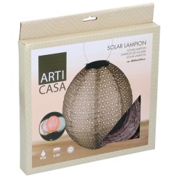 ArtiCasa Ovális napelemes fénynyomat mintás Party LED-es Lampion, 29 x 20 cm, barna színű, 1 db