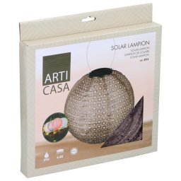 ArtiCasa napelemes fénynyomat mintás Party LED-es Lampion, 25 cm, barna színű, 1 db