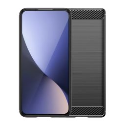 Szilikon telefonvédő (ütésállóság, légpárnás sarok, szálcsiszolt, karbon minta) FEKETE Xiaomi Redmi Note 15 Pro Plus 5G