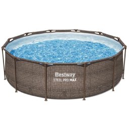 Bestway Steel Pro Max csővázas rattan medence 366x100cm 2m3/h papírszűrővel #56709