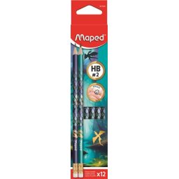 MAPED Grafitceruza radírral, HB, háromszögletű, MAPED "Dragon sárkány"