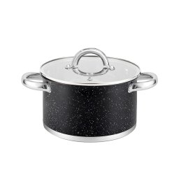 Cook Max Fazék üvegfedővel 20cm 3,6 literes prémium rozsdamentes Black CKM805B/3