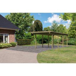 Karibu Basic 2. egyállásos fa autóbeálló, fedett kocsibeálló, 268 cm x 576 cm