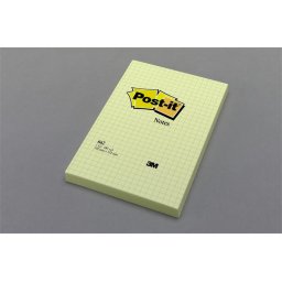 3M POSTIT Öntapadó jegyzettömb, 102x152 mm, 100 lap, kockás, 3M POSTIT, sárga