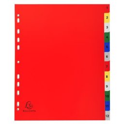 EXACOMPTA Regiszter, műanyag, A4+, 1-12, EXACOMPTA, színes