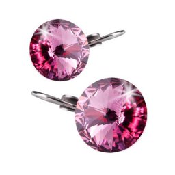 ART CRYSTELLA Fülbevaló, francia kapcsos, rózsaszín SWAROVSKI(R) kristállyal, 12mm, ART CRYSTELLA(R)