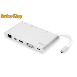 Digitus DA-70861 USB Type-C ezüst univerzális notebook dokkoló (1 év garancia)