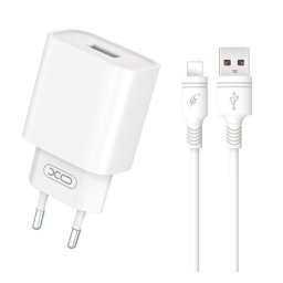 XO CE02D hálózati töltő Type-C aljzat (18W, PD gyorstöltő + lightning kábel) FEHÉR