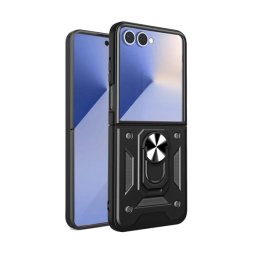 Defender szilikon telefonvédő (ütésállóság, tartógyűrű) FEKETE Samsung Galaxy Z Flip7 (SM-F766)