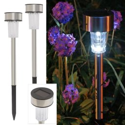 ProGarden Napelemes inox kerti LED lámpa, 36 cm, hideg fehér, 1 db