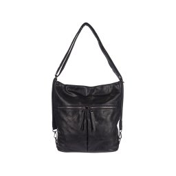 Hátizsákként is hordható fekete női műbőr női válltáska 2in1 Romina bags