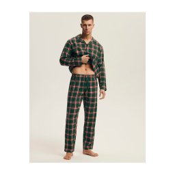 Nut férfi flanelpizsama, zöld, kockás