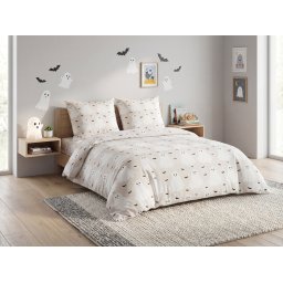 Gyermek ágynemű Renforcé pamutból GHOSTIE bézs Ágyneműhuzat mérete: 80 x 80 cm | 135 x 200 cm