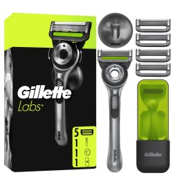 Gillette Labs borotva bőrradírral 5 db borotvabetéttel, fali tartóval és utazótokkal + AJÁNDÉK Kulacs