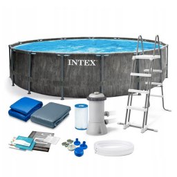 Intex 457x122cm fémvázas medence szett 3,8m3/h vízforgatóval GREYWOOD GRAFIT 26742