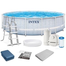 Intex 488x122cm Chevron Prism Frame fémvázas medence szett 26746 NP