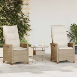 vidaXL Fekvő Kerti Szék Beige és krém 64 x 57,5 x 112 cm polirattan
