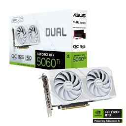 ASUS VGA NVIDIA GeForce RTX 5060 Ti DUAL OC 16G FEHÉR, 16GB GDDR7, 3xDP, 1xHDMI