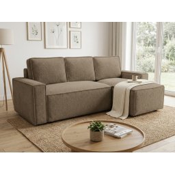 SMART BOUCLE L alakú kihúzható, megfordítható sarokkanapé 232x143 cm, sötétbézs Quelle 18