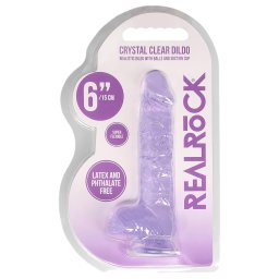 RealRock - átlátszó élethű dildó (lila, 15 cm)