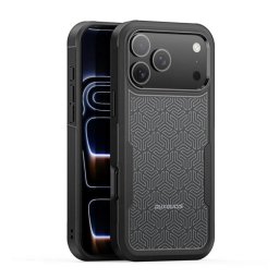 DUX DUCIS SHLD defender szilikon telefonvédő (erős ütésállóság, MagSafe, háromszög minta) FEKETE Apple iPhone 17 Pro