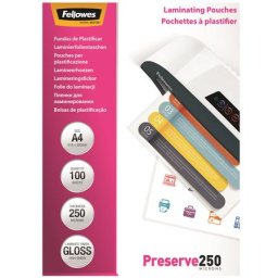 FELLOWES Meleglamináló fólia, 250 mikron, A4, fényes, 100 db, FELLOWES