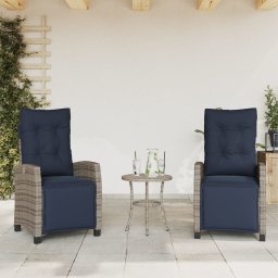 vidaXL 2 db szürke polyrattan dönthető kerti szék lábtartóval