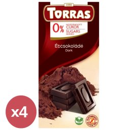 Torras Vegán étcsokoládé 52% hozzáadott cukor nélkül 4X75 g
