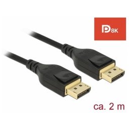 Delock DisplayPort kábel 8K 60 Hz 2 m DP 8K tanúsítvánnyal
