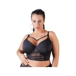 Cottelli Plus Size - pántos-csipkés melltartó (fekete)