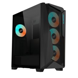 GIGABYTE ház GB-C301G, RGB világítás, tápegység nélkül, átlátszó oldal, Mid tower, középső torony